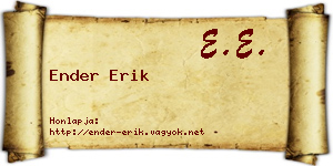 Ender Erik névjegykártya